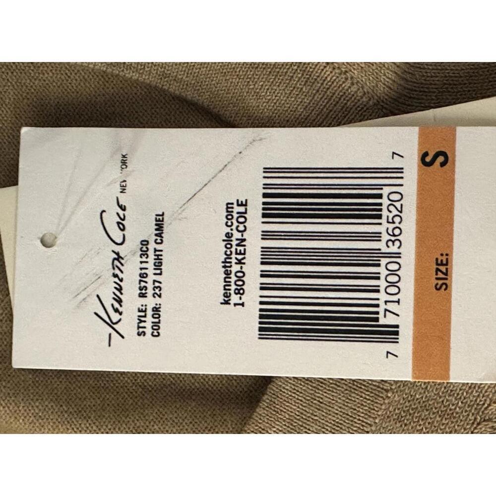 Kenneth Cole Pima light camel cotton V-neck long sleeve sweater Size Small - Picture 6 of 6